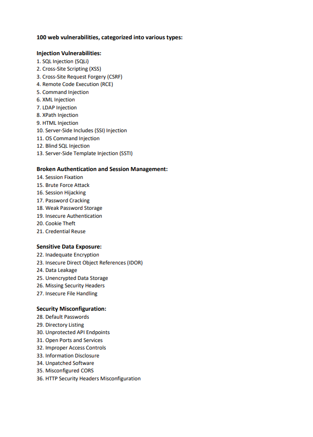 DailyDarkWeb's tweet photo. 100 web vulnerabilities, categorized into various types

#cybersecurity #infosec #vulnerability #web https://t.co/D6zs0lhC7r