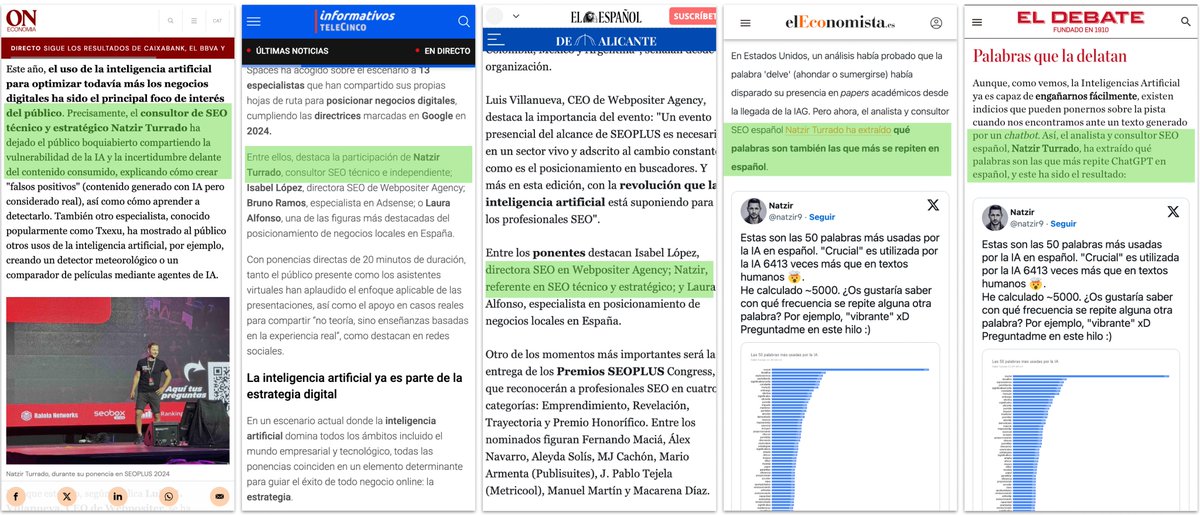 Mi mami está orgullosa :D No todos los día sale uno en la prensa y menos tantas veces 🤗 

Gracias #seoplus por darme la oportunidad de contar los peligros de la IA y lo fácil que es engañarla a día de hoy.