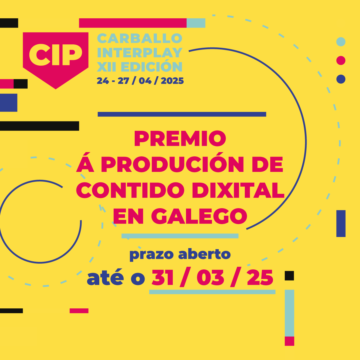 🌪 PREMIO Á PRODUCIÓN DE CONTIDO DIXITAL EN GALEGO 🌪

Mantemos o noso obxectivo de apoiar a creación audiovisual mediante un premio de 3.000 euros que se dedicará ao desenvolvemento do proxecto gañador.

🗓 Prazo aberto ata o 31 de marzo de 2025
🔗 carballointerplay.com/premio-a-produ…