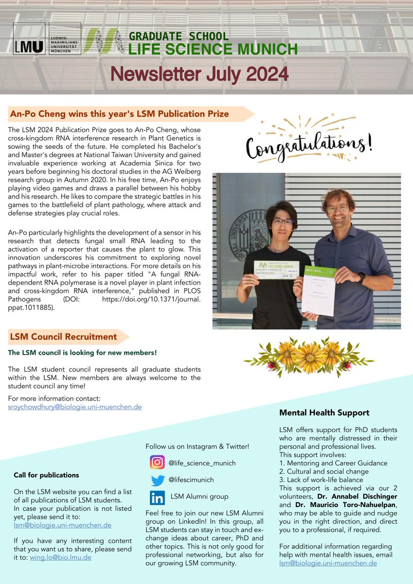 🚨New Summer '24 LSM Newsletter!☀️
🎉AGM celebration &amp; BBQ
🍕International Potluck Dinner
👏Congrats to An-Po Cheng for the LSM 2024 Publication Prize!

Upcoming: AI Retreat, Sci Writing, RNAseq workshops!
We're here for support &amp; follow us💖
Big thanks to the Newsletter team🫶