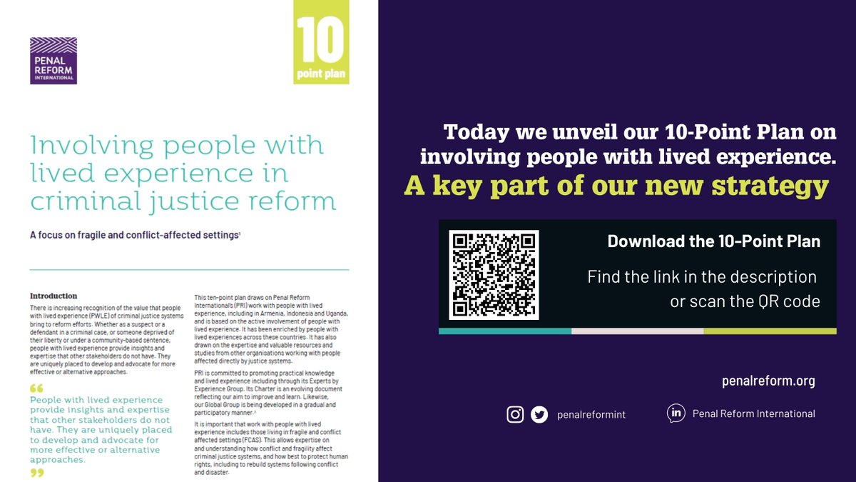 🔴We commit to promoting the #inclusion of people with lived experience in criminal justice reform efforts. As part of this effort, we also publish a 10-Point Plan to inspire and guide policymakers and others how to do this 👉t.ly/mkJOT

#PenalReform #rehabilitation