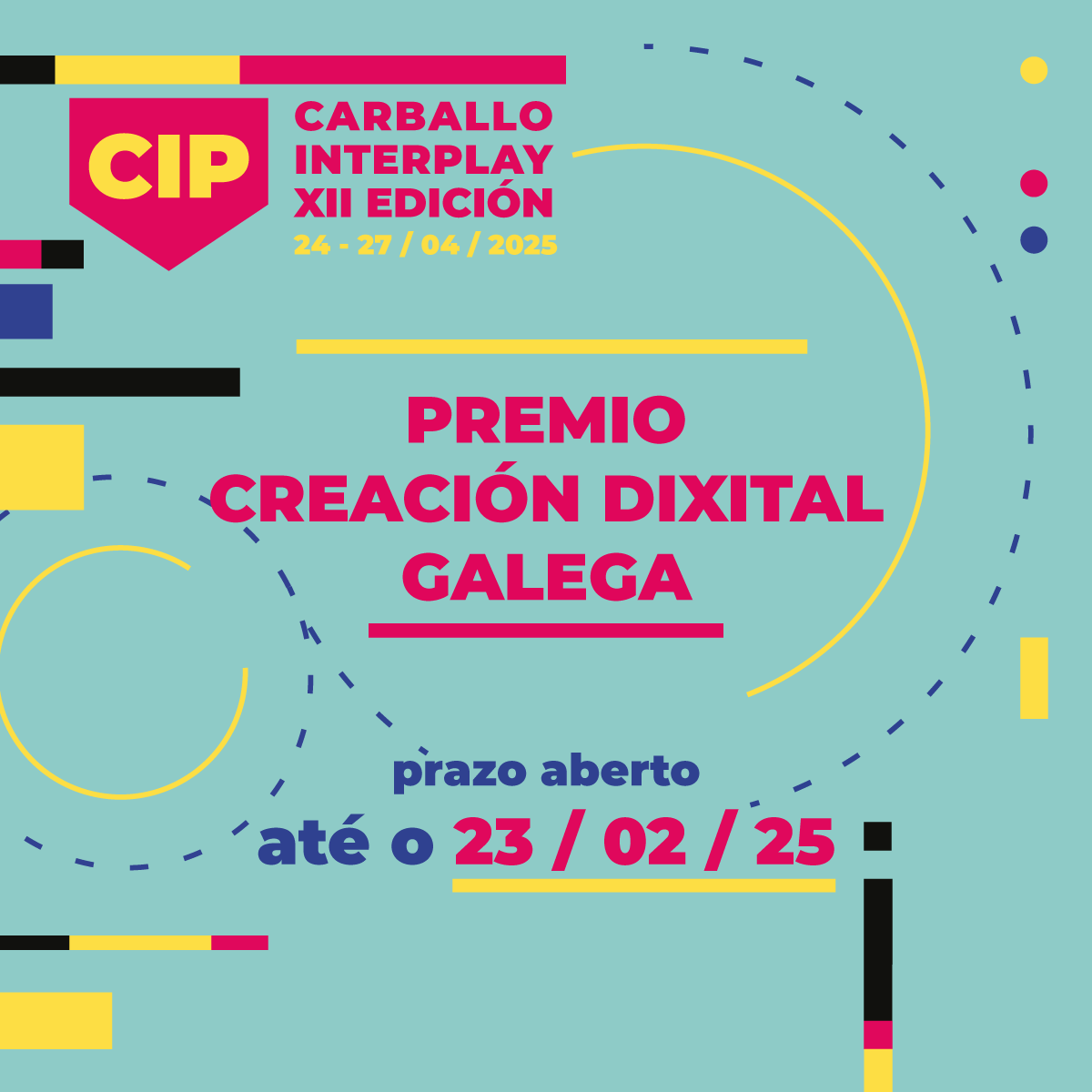 🌪 PREMIO CREACIÓN DIXITAL GALEGA 🌪

O #PremioCreacionDixitalGalega está dirixido a proxectos que se difundan en Instagram, TikTok ou Youtube, de creación propia e en lingua galega 📲

🗓 Prazo aberto ata o 23 de febreiro de 2025
🔗 carballointerplay.com/premio-creacio…