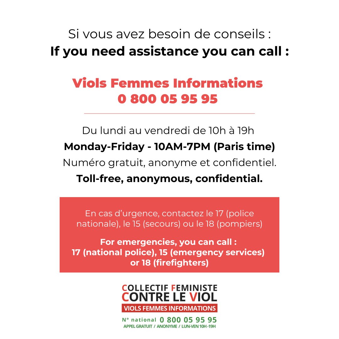 Les 5 phrases à connaître par cœur pour soutenir les victimes de violences sexuelles. 
The 5 sentences to know by heart to help victims of sexual assault.