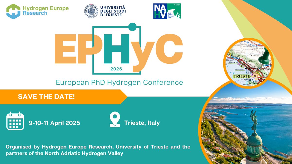 🌟 Exciting News! 🌟 We're thrilled to announce the 2nd edition of the European PhD Hydrogen Conference, #EPHyC2025! 🚀

Join us in Trieste, Italy, from April 9-11, 2025, for inspiring PhD sessions, networking, and much more! 

Stay tuned for updates: ephycconference.com