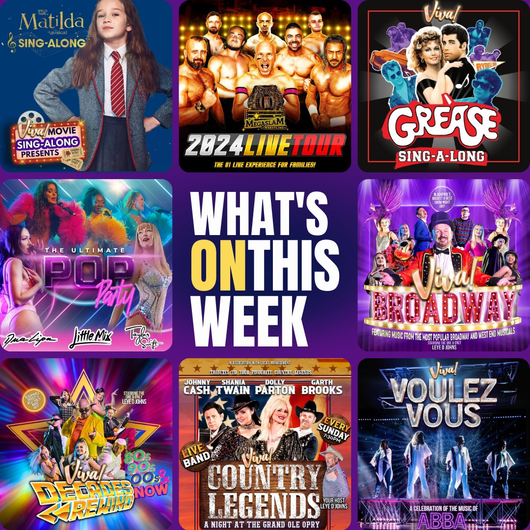 📷 T H I S W E E K A T V I V A 📷
Matilda Sing-Along -Monday 
Viva Broadway -Tuesday  
Megaslam Wrestling -Wednesday 
Viva Decades Rewind -Wednesday -Saturday 
The Ultimate Pop Party -Thursday
 Viva Voulez Vous- Thursday 
 Grease Sing-along -Friday
 Viva Country Legends -Sunday