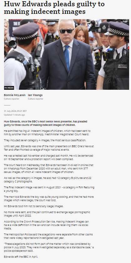 ripx4nutmeg's tweet image. Neither of the two BBC News stories about Huw Edwards reveal that some of the children in the images and videos were aged between 7 and 9. Some people think he was talking to a 17 year old