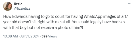 ripx4nutmeg's tweet image. Neither of the two BBC News stories about Huw Edwards reveal that some of the children in the images and videos were aged between 7 and 9. Some people think he was talking to a 17 year old