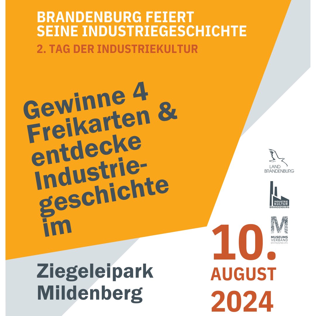 Ziegeleipark Mildenberg (@ziegeleipark) on Twitter photo Ihr habt Lust am Brandenburger "Tag der Industriekultur" am 10.August im <a href="/Ziegeleipark/">Ziegeleipark Mildenberg</a> teilzunehmen? Dann gewinnt 4 Freikarten für die Veranstaltung im Ziegeleipark!
Was ihr dafür tun müsst?
Kommentiert diesen Beitrag bis zum 04.August! Eine Auszahlung ist nicht möglich. Ihr habt Lust am Brandenburger "Tag der Industriekultur" am 10.August im <a href="/Ziegeleipark/">Ziegeleipark Mildenberg</a> teilzunehmen? Dann gewinnt 4 Freikarten für die Veranstaltung im Ziegeleipark!
Was ihr dafür tun müsst?
Kommentiert diesen Beitrag bis zum 04.August! Eine Auszahlung ist nicht möglich.