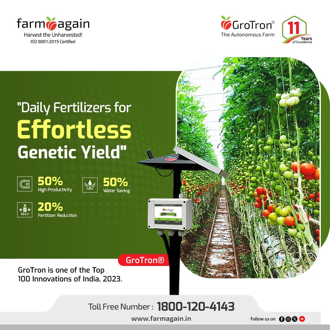 Using IoT &amp; AI, we make farming more productive and profitable. Excited to revolutionize agriculture in India and globally! 🌍🚜

 farmagain.in

#Agriculture #Smartagriculture #Agricultureandfarming  #AgriculturalInnovation  #Grotron #GroTronTech #Farmagain
