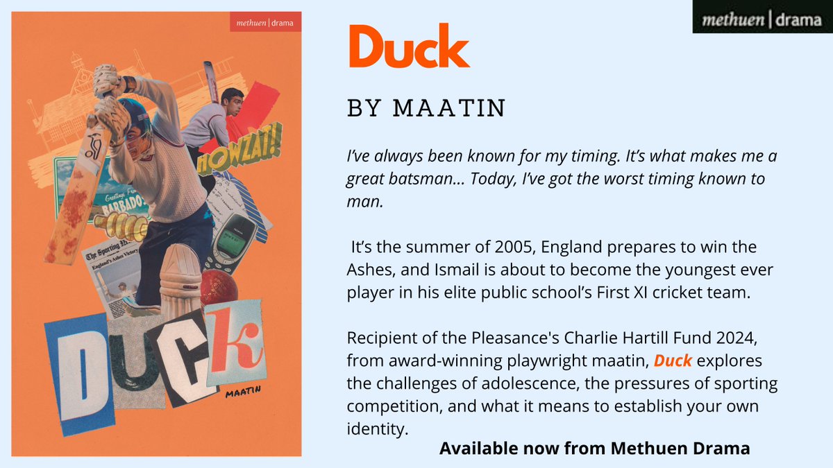 Happy Publication Day to <a href="/maatin/">maatin</a> for his phenomenal play DUCK! This 2024 Charlie Hartill Fund winner is produced by <a href="/EveAllin/">eve allin</a> and on at <a href="/ThePleasance/">Pleasance</a> Courtyard from today to 26 August. Take the excitement home with you and purchase your copy online or at the venue.