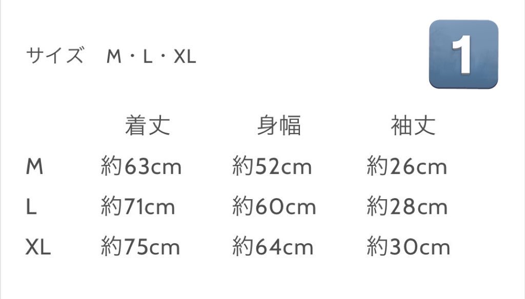 Tシャツサイズ比較表】 ①は空想で販売されたTシャツ(朝T・KICKBACKT