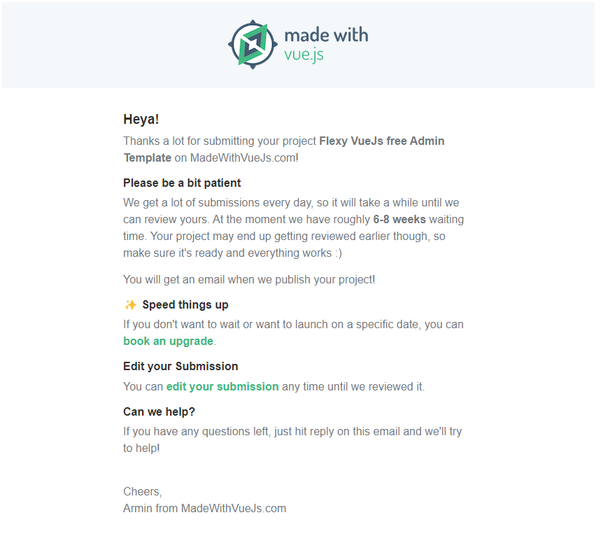 iSanjayJoshi's tweet image. Awesome email confirmation
Keep it up @arminulrich
#VUE #VUEjs #VueDeveloper #html #css #javascript #software #android #mysql #webdesign #softwaredeveloper #webdesigner
@MadeWithVueJS @vuejs