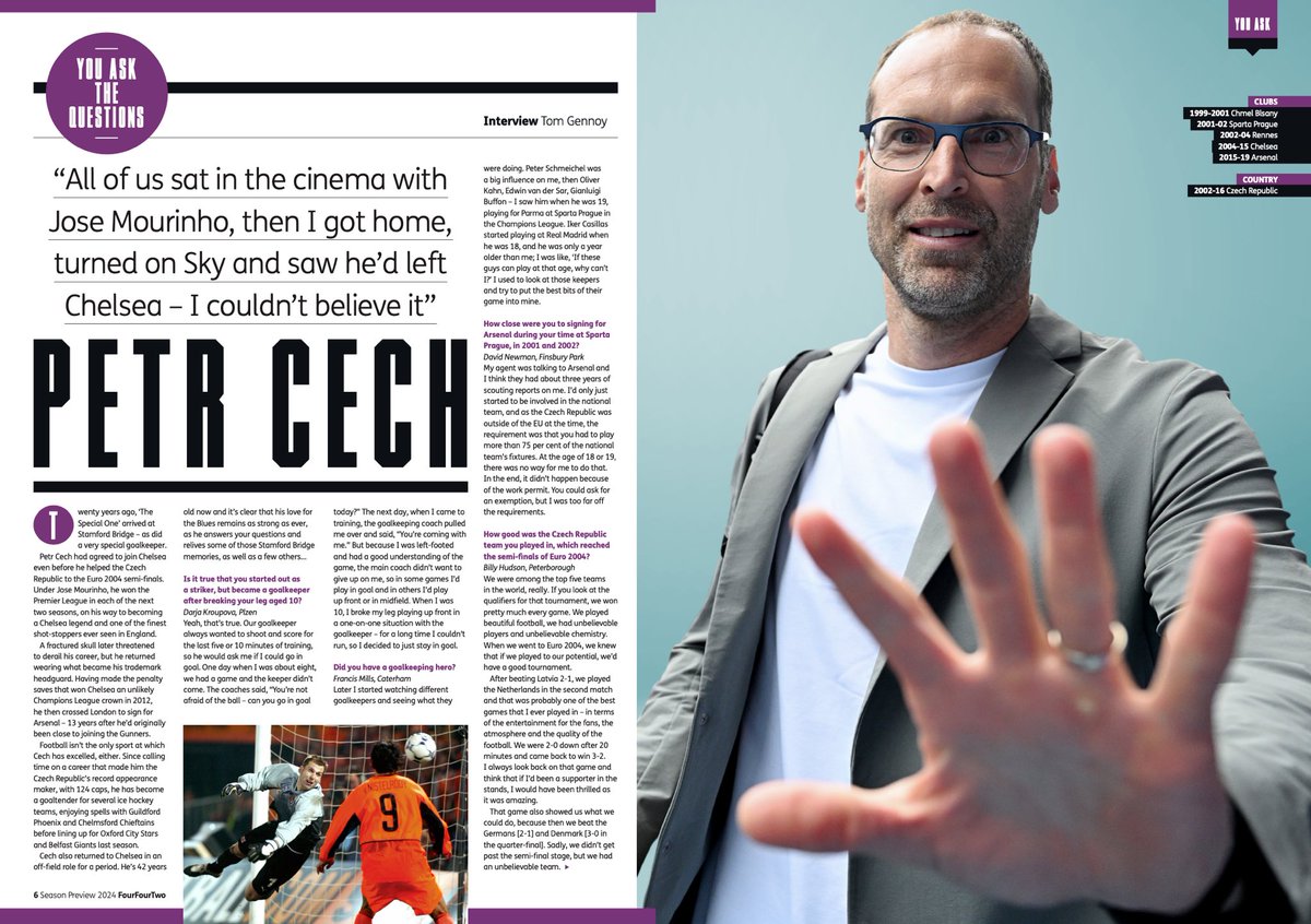 I had the privilege of putting readers’ questions to Premier League legend Petr Cech for the <a href="/FourFourTwo/">FourFourTwo</a> season preview. 

Buy it: magazinesdirect.com/az-single-issu…