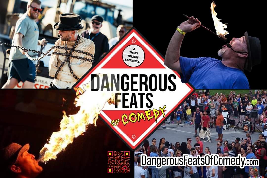 Come watch the Dangerous Feats of Comedy show live this year at Pioneer Days! A high energy, comedy, daredevil juggling, and escape show for all ages.