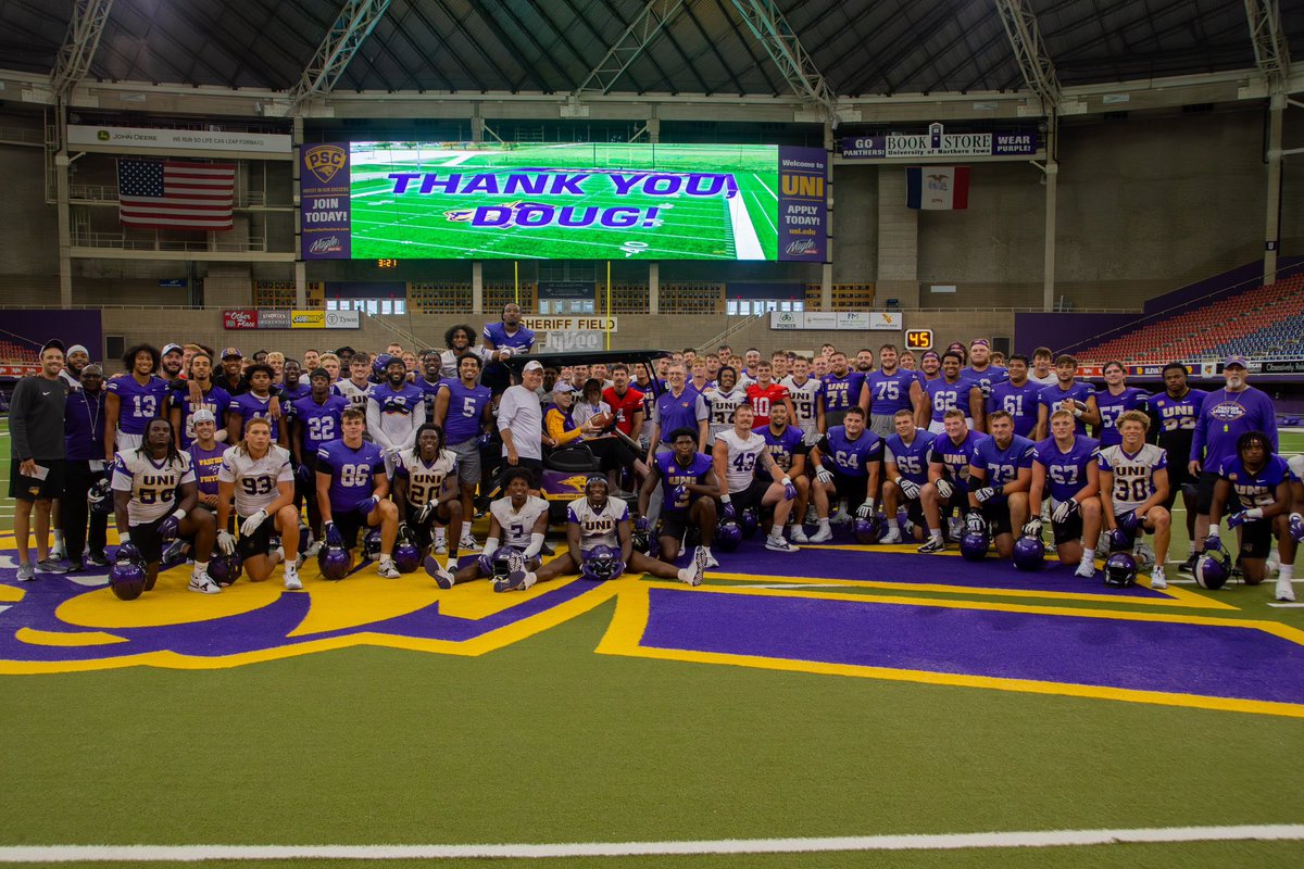 Thank you to Doug Goschke for joining us for Fall Camp today! Without the support of the Goschke family The Doug &amp; Ann Goschke Outdoor Practice Facility wouldn’t have been possible!

#EverLoyal #1UNI