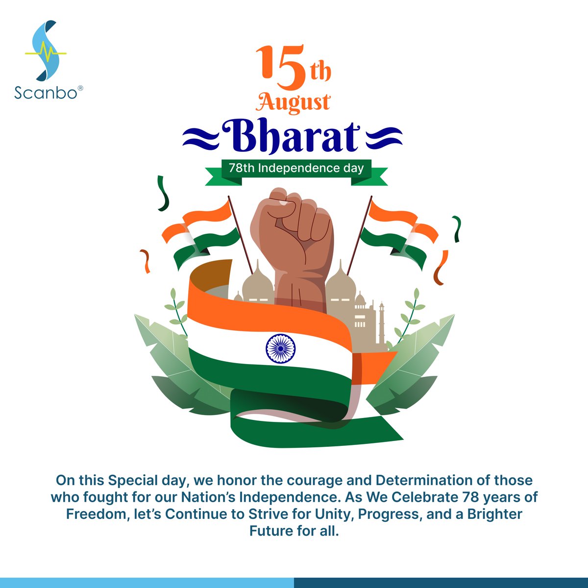 ScanboOfficial's tweet image. 🇮🇳 Celebrating 78 years of independence! At Scanbo, we’re proud to be part of India’s journey towards innovation and better healthcare. Here’s to a healthier and stronger future! #IndependenceDay #IndiaAt78 #Scanbo