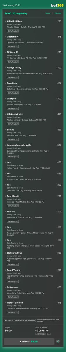 Pk682boss's tweet photo. We roll π₯π₯π₯Leeds fucked up π€―π€¬
Another 5 day longshot to try for
5000/1 odds +++
#stakesensible https://t.co/2eQU69i864