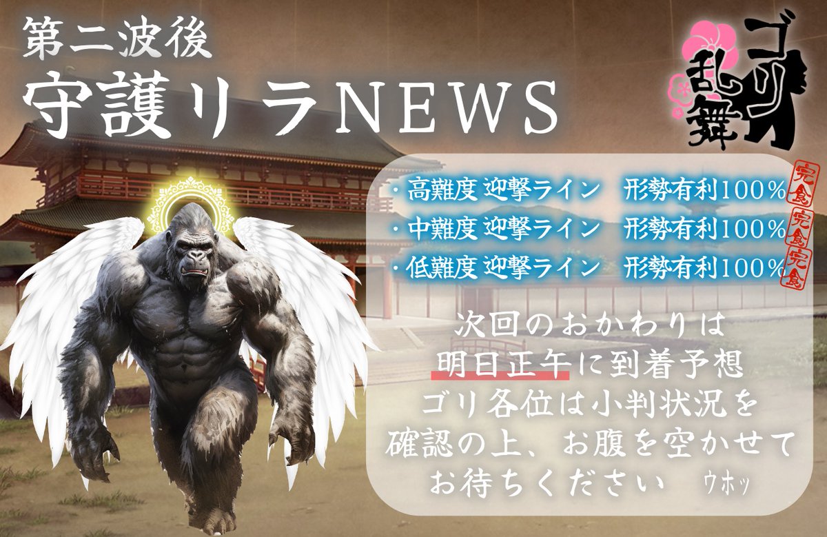 守護リラ、ゴリラ審神者、ばぶ審神者の皆様おはようございまーす🌞地域