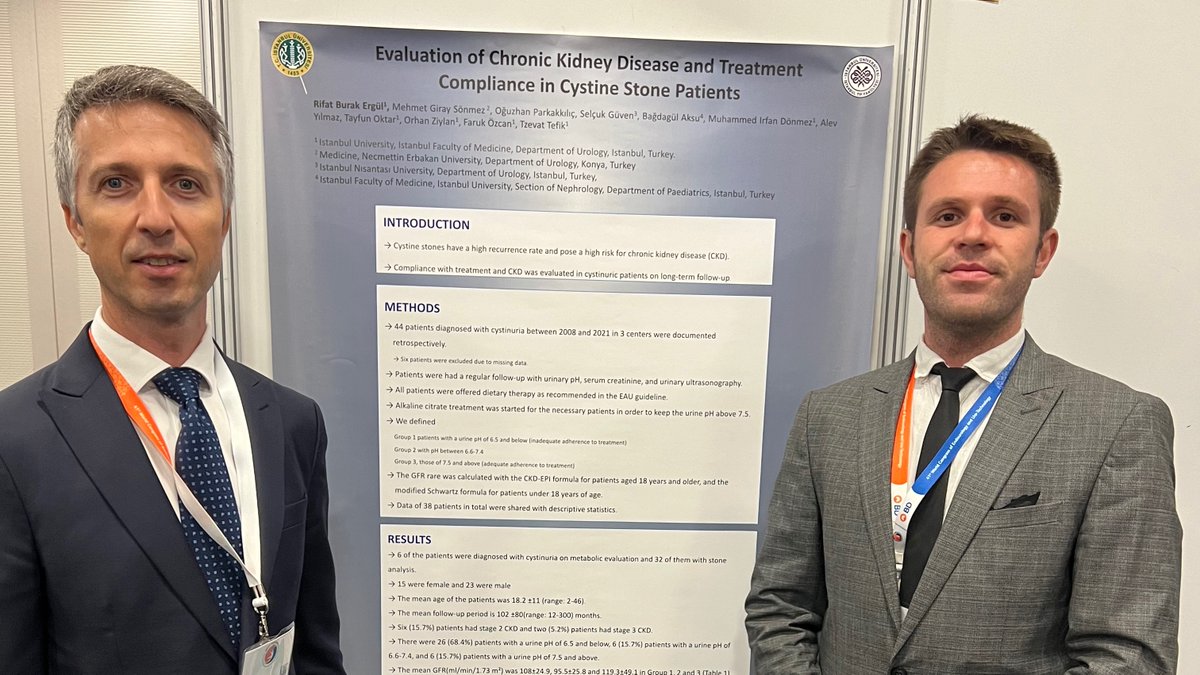 Tzevat TEFIK (@tzevattefik) on Twitter photo Our study on compliance of Cystine Stone pts
⏹️Compliance is challenging
⏹️CKD not inevitable
⏹️pH monitoring is important
<a href="/rifat_burak/">Rifat Burak Ergül</a> @orhanziylan <a href="/tayfunoktar/">Tayfun Oktar</a> <a href="/m_irfandonmez/">M.İrfan Dönmez</a>
#wcet24 #itfuroloji Our study on compliance of Cystine Stone pts
⏹️Compliance is challenging
⏹️CKD not inevitable
⏹️pH monitoring is important
<a href="/rifat_burak/">Rifat Burak Ergül</a> @orhanziylan <a href="/tayfunoktar/">Tayfun Oktar</a> <a href="/m_irfandonmez/">M.İrfan Dönmez</a>
#wcet24 #itfuroloji