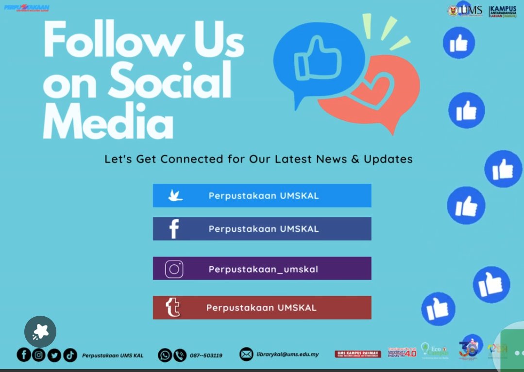 Libkal_UMS's tweet image. Follow us on sosial media ✌️
- Lets get connected for our latest news &amp;amp; update.

#FollowUs
#MediaSosial
#LibraryUMSKAL