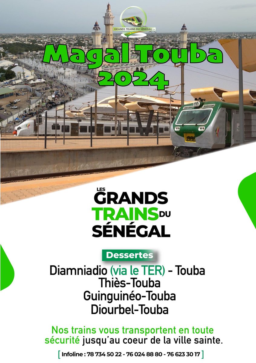 GTS_sn's tweet photo. ILLA Touba 2024, avec les Grands Trains du Sénégal.
#MITTA #GTS #CFS #SENTER #TER #AGEROUTE #AFTU #DDD #BRT #touba #thies #dakar #Senegal https://t.co/CYIRaM6XmN
