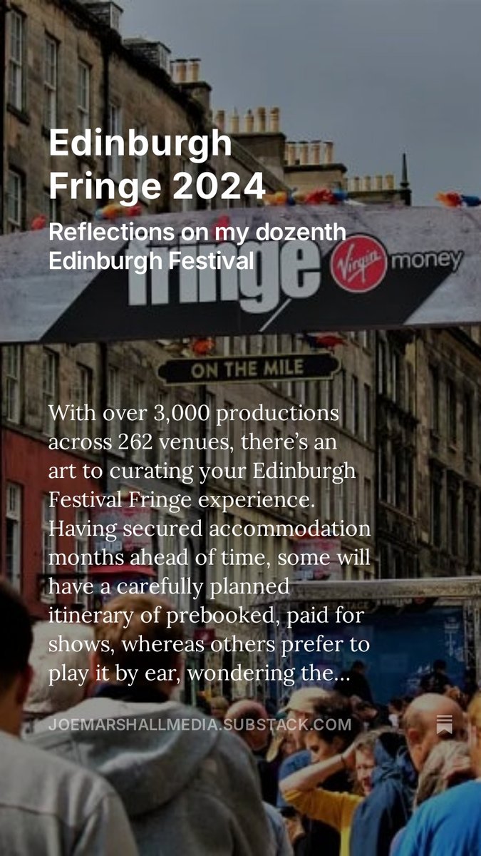 joemarshallnews's tweet photo. https://t.co/djMUfTIQVV #edfringe #UnleashYourFringe @edfringe @SIMONMUNNERY @elliotsteelcom @JonnyDonahoe @FMP_Theatre @JaisalMarmion @JSTheatre @ThePleasance 🎭🎭🎭 https://t.co/6xVoORZAej