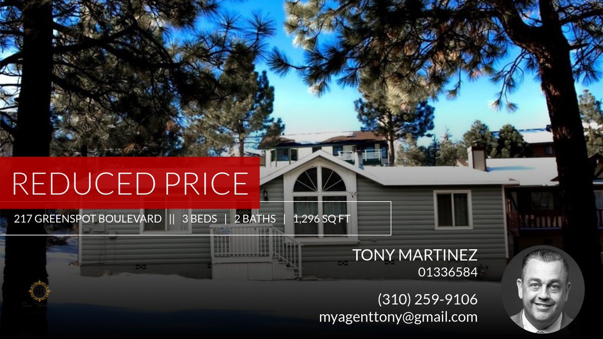 Myagenttony's tweet photo. 📍 Reduced Price 📍 This recently reduced home at 217 Greenspot Boulevard in Big Bear City won't last long, so, don't wait to set up a showing! Reach out here or at (310) 259-9106 for more information!

Making dreams a reality by M... https://t.co/RTeHWXiGmt https://t.co/XFZQYYyySs