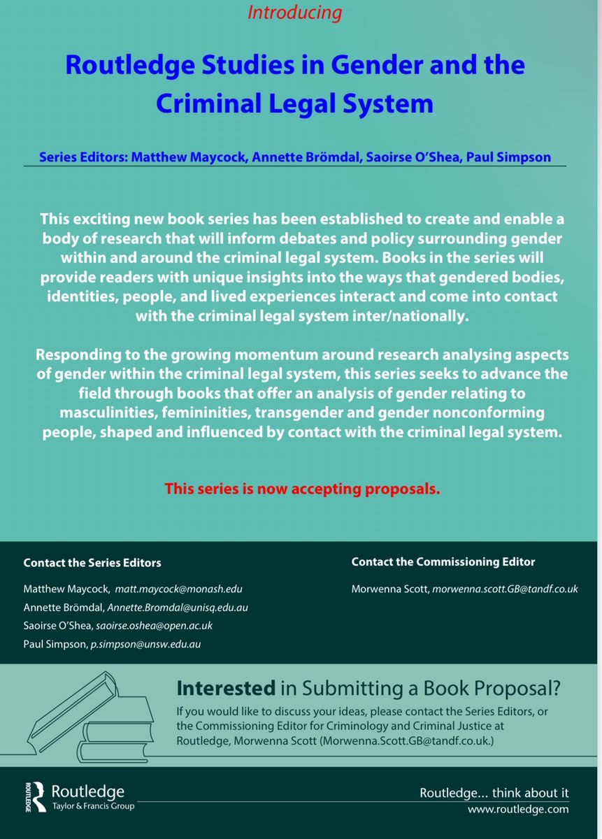 Monash Criminology (@monashcrim) on Twitter photo Our Dr Matt Maycock has launched an exciting new <a href="/routledgebooks/">Routledge Books</a> series: ‘Studies in Gender & the Criminal Legal System’
The series will enable a body of research that informs debates surrounding gender within & around the criminal legal system
More @ tinyurl.com/yt5uk5f7 Our Dr Matt Maycock has launched an exciting new <a href="/routledgebooks/">Routledge Books</a> series: ‘Studies in Gender & the Criminal Legal System’
The series will enable a body of research that informs debates surrounding gender within & around the criminal legal system
More @ tinyurl.com/yt5uk5f7