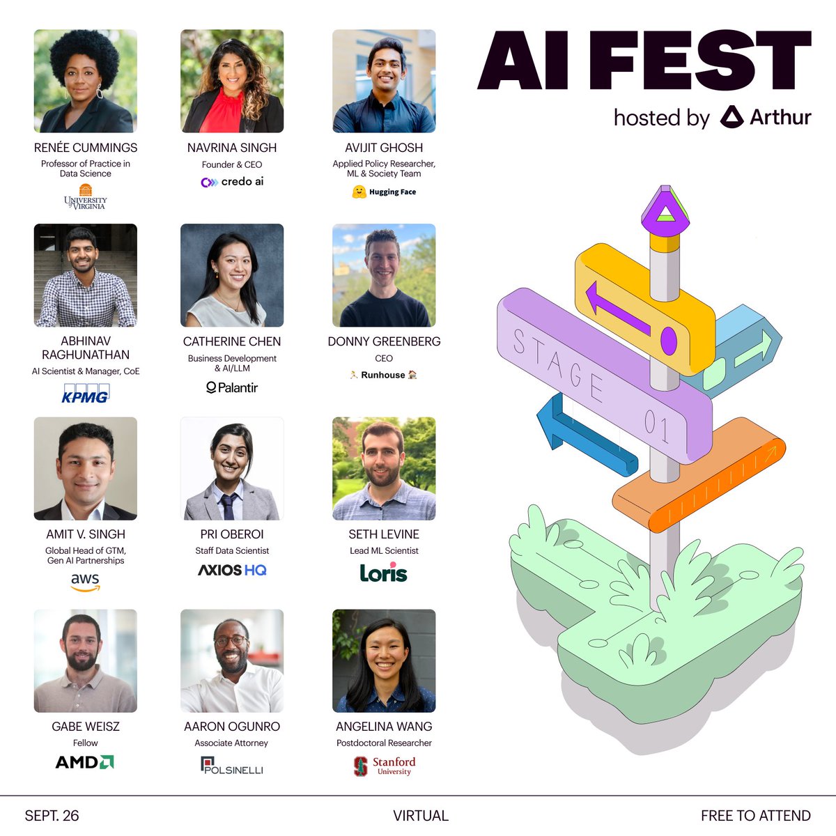 itsArthurAI's tweet image. Just 4️⃣3️⃣ days until AI Fest 2024! 🎉

Join us to hear can’t-miss insights from these incredible industry leaders about topics like:
- Operationalizing AI and maximizing its impact across the enterprise
- AI trends to watch for in 2025 and beyond
- The social impact of generative…