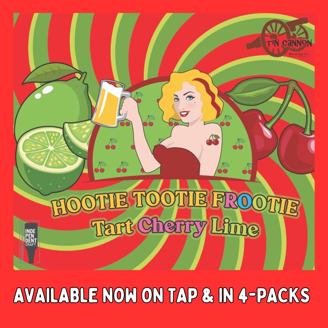 NEW BEER ALERT! Now available on tap and in 4-packs!
Shoutout to Hootie &amp; The Blowfish, who are coming to Jiffy Lube Live this Saturday, try our Hootie Tootie Frootie Tart Cherry Lime Ale! 🍒🍺🍋‍🟩🍺🍒🍺🍋‍🟩