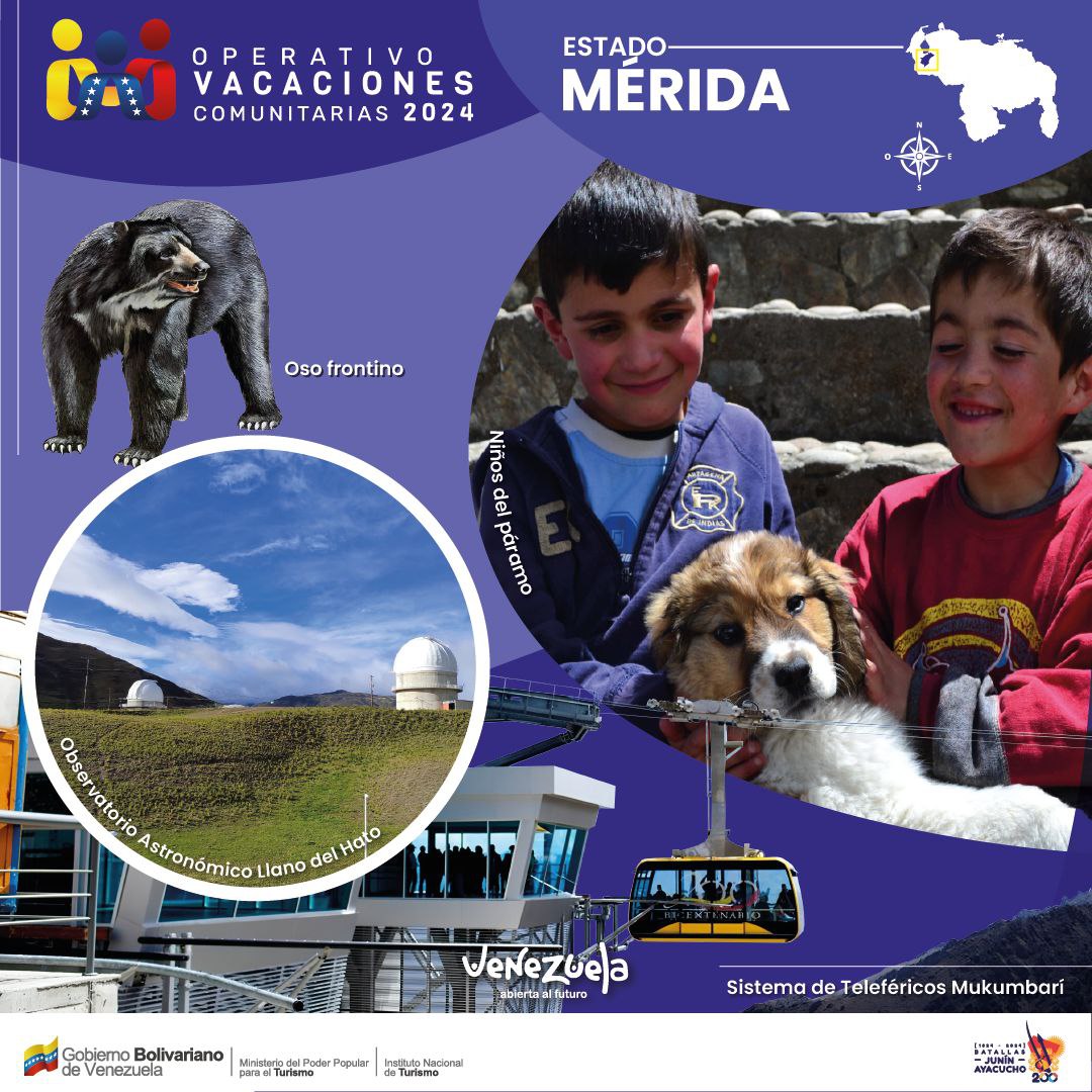 Operativo Vacaciones Comunitarias 2024 🇻🇪

Desde los diferentes PIT desplegados por todo el territorio Venezolano, te invitamos a ser parte de esta gran experiencia, de diversión y aprendizaje.

🔴 Visita el estado Mérida, un paraíso que te va a encantar.
