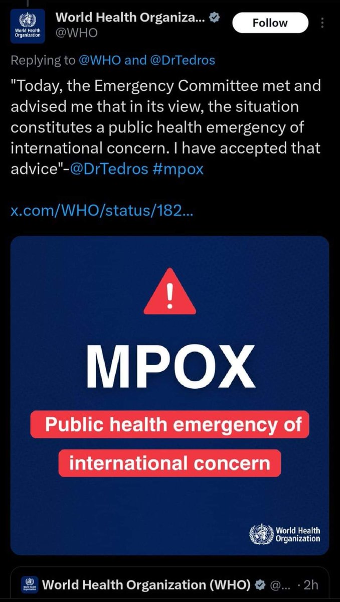 EximiousHealth's tweet photo. Do exercise caution during #travel.
#WHO #GlobalEmergency #MPox

https://t.co/1tFdralILE https://t.co/H5PtR7uHFA