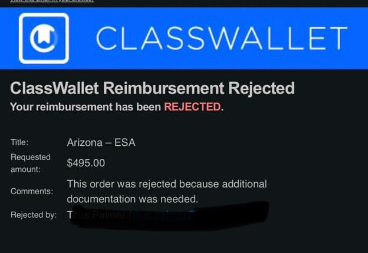 LIESofSOSaz's tweet photo. Reimbursements for dyslexia tutoring, now being rejected! @RealTomHorne this needs fixed! @AZAGMayes has made this program impossible for our SPED students. This needs immediate intervention. #HelpUsHorne @iheartmyschool @GoldwaterInst @JasonBedrick https://t.co/UFNWhM5INL