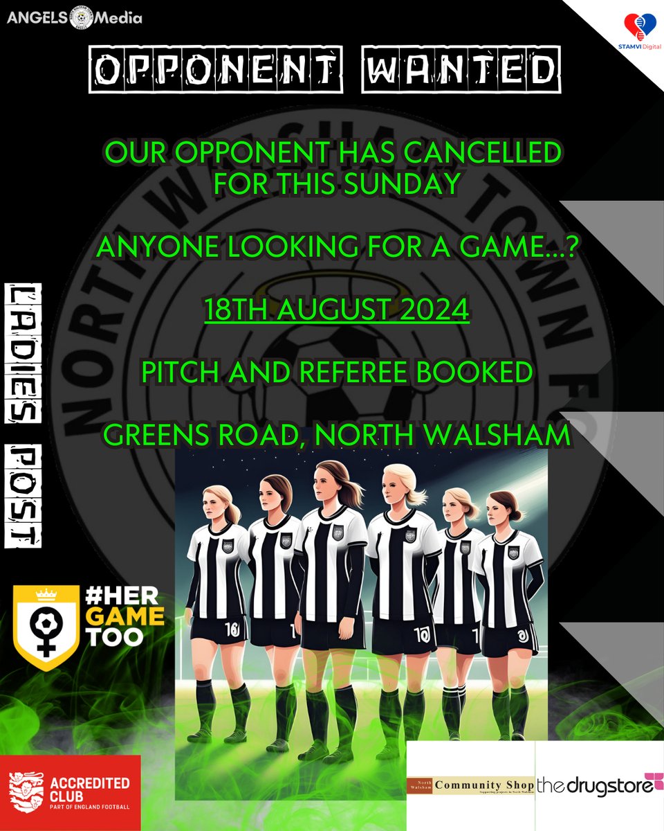 northwalshamtfc's tweet photo. Any ladies teams looking for an opponent?

Message our page!

🤍🖤⚽😇 https://t.co/1tv2skIBqW