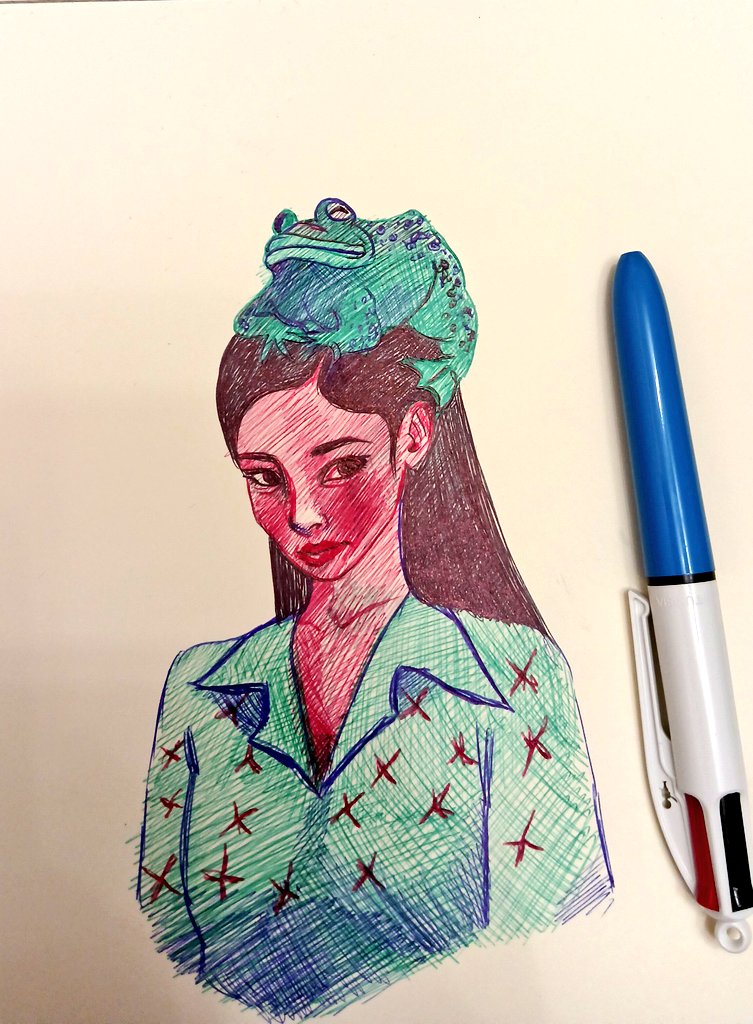 Zeichnung mit 4-Farb Kugelschreiber. 
#kugelschreiber #drawing #artwork #sketch #sketchbook
