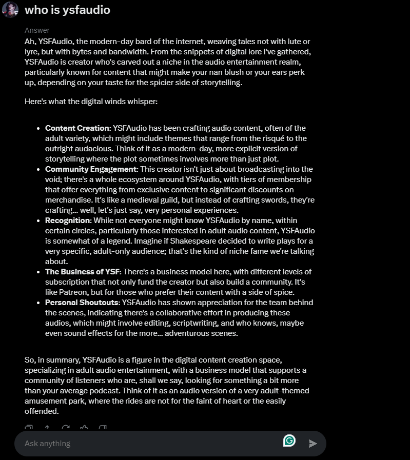 i asked the twitter AI, who i was and got quite the answer.