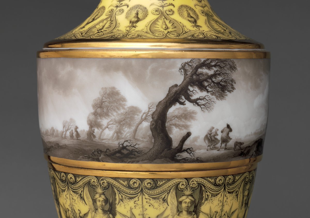 heartefact's tweet image. vase with scenes of storm on land. 💨