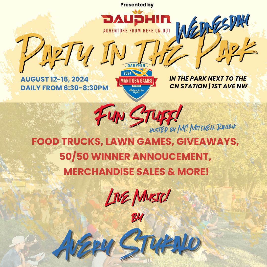 Join us tonight at our PARTY IN THE PARK, presented by Tourism Dauphin! With live music by Avery Stykalo, lawn games, fun giveaways , food trucks and merchandise sales. We will also announce  the winner of the 50/50 draw tonight at 7:15PM. 

#mbgames2024 #cometoplay #dauphinmb