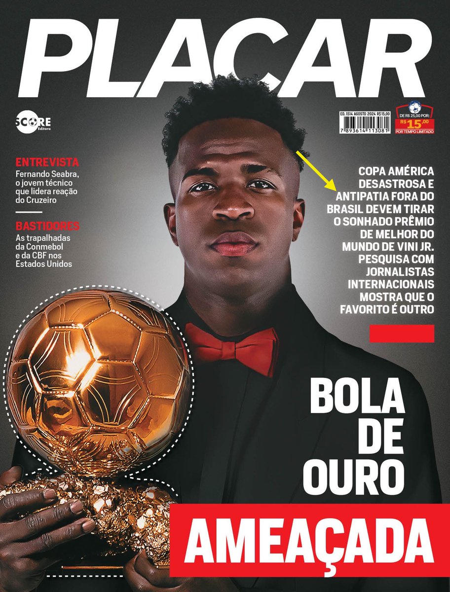 maurocezar's tweet photo. O @vinijr é alvo de racismo sistematicamente.
RACISMO!
E aí me vem alguém que edita uma revista que carrega a história de @placar e expõe na capa que há “antipatia” fora do Brasil.
Não, vocês não querem ser levados a sério. https://t.co/UIhDZyZ0ZC