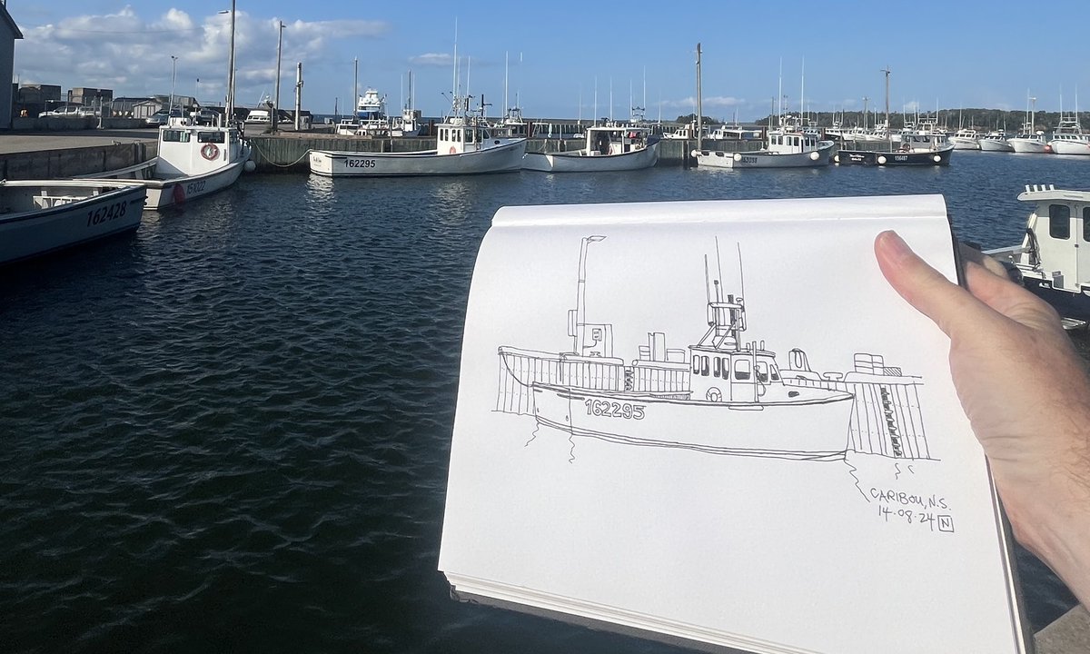 NelsonRice3's tweet photo. 123/227 Waiting for the ferry, Caribou NS

#draw #drawing #sketch #sketching #urbansketch #penandink  #peiferry #caribou #novascotia #princeedwardisland https://t.co/6LXujFGyDe
