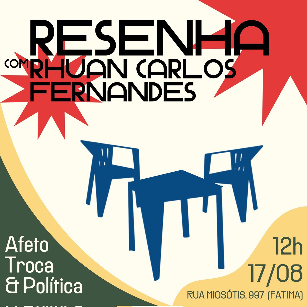 carlos_rhuan's tweet photo. Neste sábado (17/08), a partir das 12h, teremos mais uma edição da nossa Resenha !

Chame seus amigos, familiares e conhecidos e venha confraternizar e trocar ideia conosco!

O local de encontro é o Quilombo J.O, na rua Miosótis, 997! Estaremos esperando por todos vocês! https://t.co/yASnqTKYOw