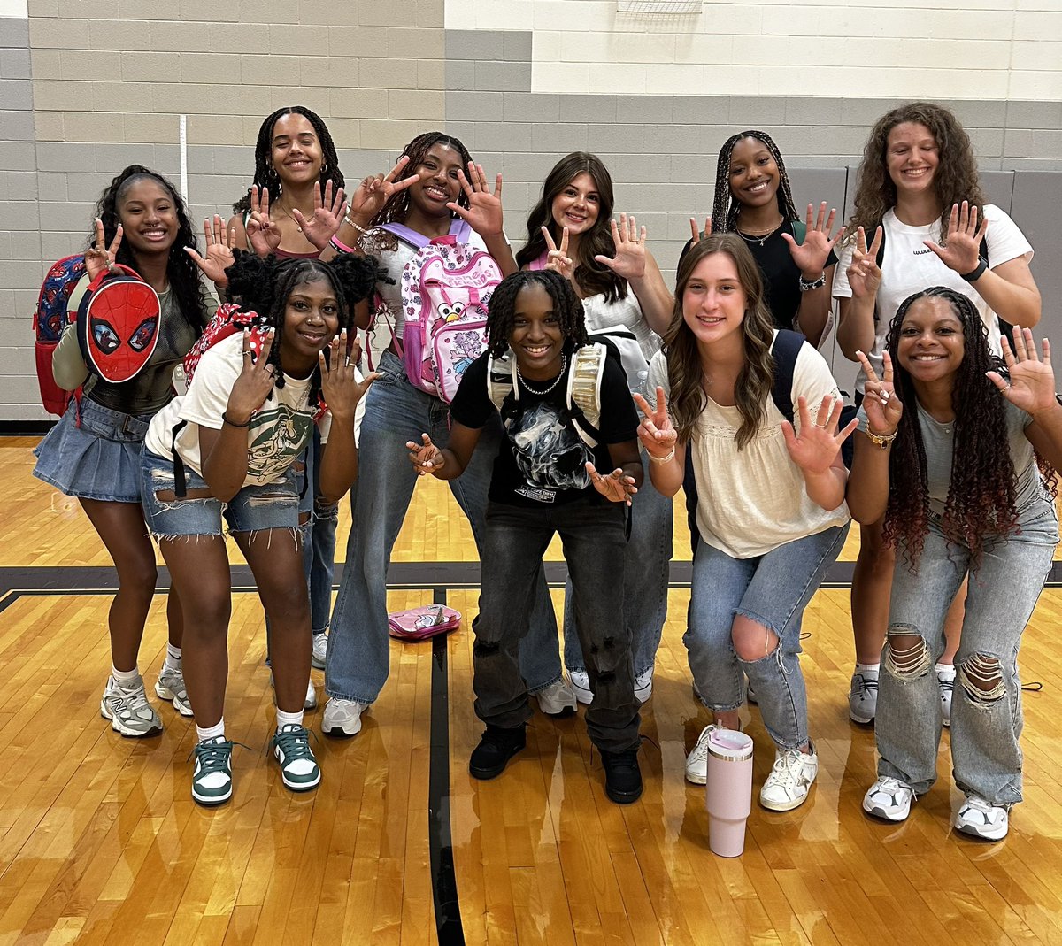 TCGBB's tweet photo. Last first day for the seniors!!!  2025 #TCOD 💛💜🏀 @KISDAthletics @TimberCreek_HS https://t.co/ls7JM0rXKu