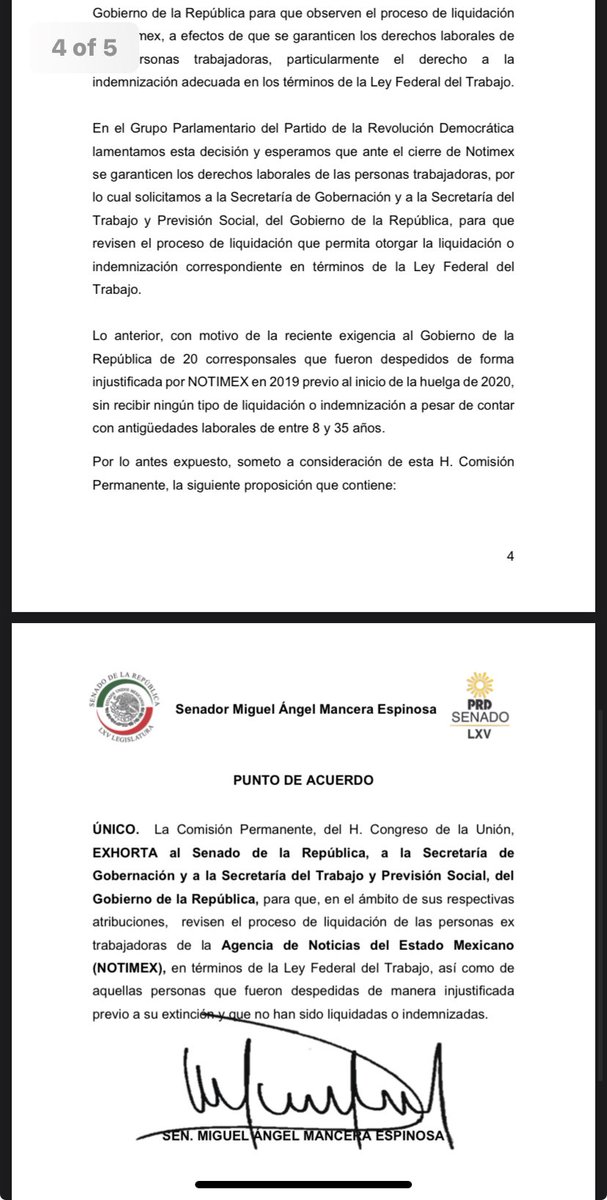Urgente llamado al Senado de la República para que revise el caso de los ex trabajadores de #Notimex con hasta 35 años de servicio asignados en el extranjero, pedimos justicia laboral y una JUSTA indemnización