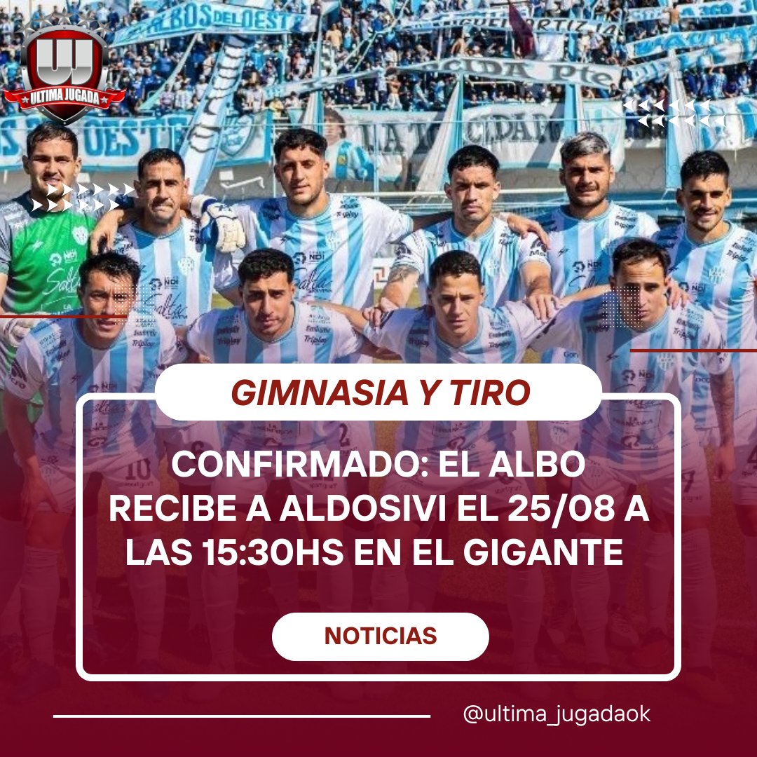 OTRO PARTIDAZO EN EL GIGANTE 🔵⚪

⚽ El conjunto de #GimnasiayTiro ya sabe cuándo tendrá su próximo encuentro de local, y será el domingo 25 de agosto a las 15:30hs frente a #Aldosivi 

➡️ Este domingo tendrá su visita en Córdoba a las 17hs frente a #EstudiantesRC

📷 Prensa GyT