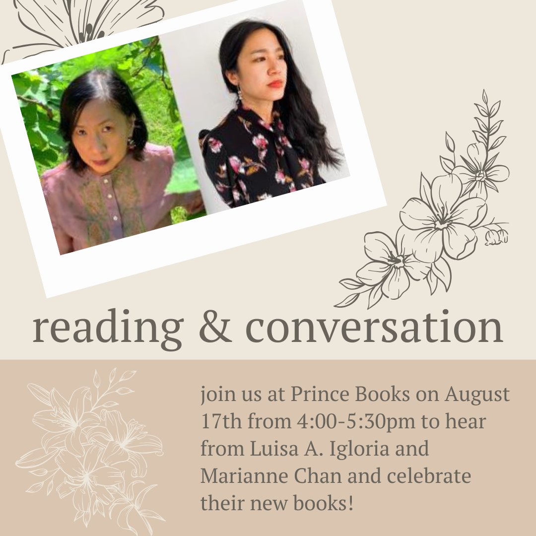 Join poets and Old Dominion University MFA Creative Writing Program faculty, Luisa A. Igloria (Caulbearer) and Marianne Chan (Leaving Biddle City), in a Reading and Conversation to celebrate their new books!