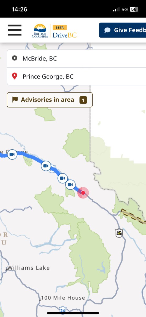 Major construction along Highway 16 between Goat River &amp; Crescent Spur. Culvert replacement in progress. Gated traffic management in effect in the area. <a href="/DriveBC/">DriveBC</a>  
#hwy16 #goatriver #crescentspur