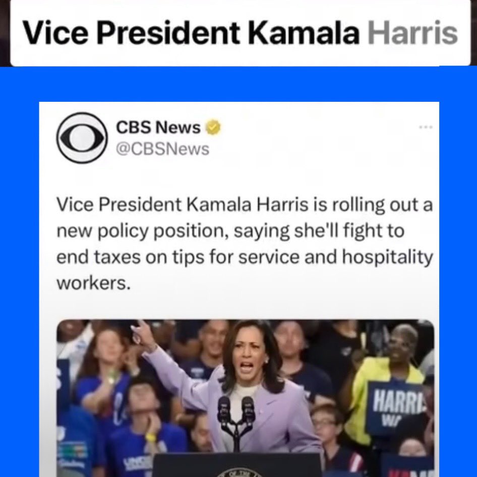LatinosMAGA's tweet photo. #KamaleonHarris changes position or steals Trumpโs policies because the #MainStreamMedia covers for her & the #Democrats. #MSM doesn't even mention that as VP she was the decisive vote to increase #TAXonTips and to hire 80,000 IRS agents to go after the people who work for #TIPS. https://t.co/Dk4ckcw6ay