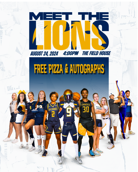 Lion_Athletics's tweet photo. COME MEET THE LIONS!🦁 

Join us in the Field House next Saturday for a chance to get an autograph from your favorite Lion student-athlete or some free 🍕🍕! #GoLions