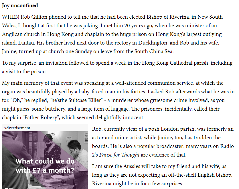 15 August 2014: consecration and installation of the Rev. (Alan) Robert Gillion, Rector at Holy Trinity Sloane Street (London; Chaplain at Harrods), at St Alban's Cathedral, Griffith, to be 10th Bishop of Riverina. #anglican <a href="/BpRobGillion/">Bishop Rob Gillion</a> #10years Resigned 3 August 2018.