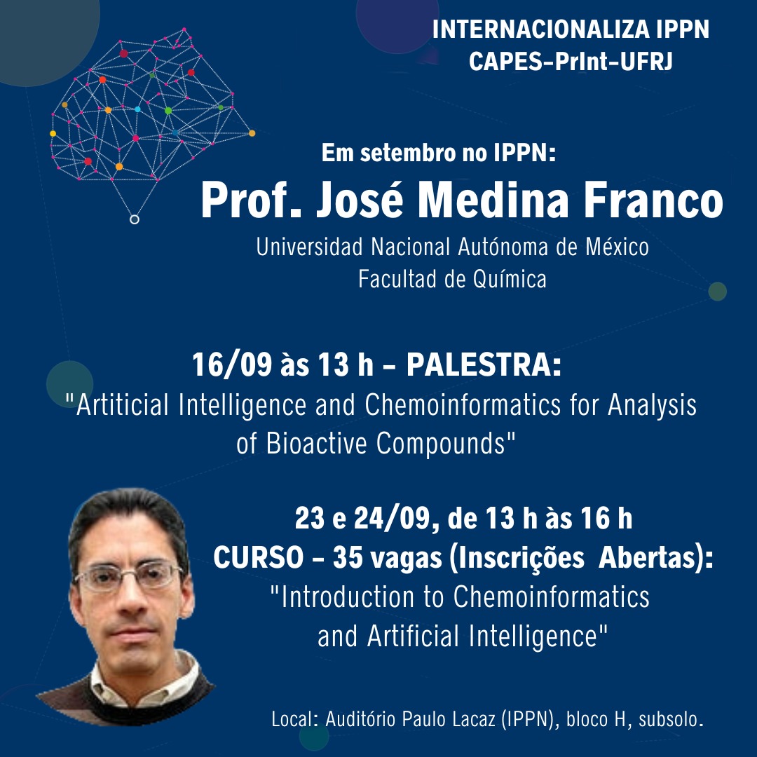 Internacionaliza IPPN 🇧🇷🇲🇽: Não perca a palestra e curso oferecidos pelo Prof. José Medina Franco (UNAM, México) em setembro no IPPN!

Inscrições: docs.google.com/forms/d/e/1FAI…

CAPES-PrInt-UFRJ